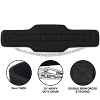 Ceinture de musculation unisexe en néoprène et cuir avec chaîne pour entraînement de musculation et tractions, élastique, respirante et antidérapante