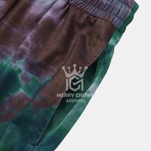 Short de survêtement décontracté tie-dye pour hommes super doux en coton polyester écologique avec broderie de logo personnalisé cordon de serrage à la taille - Product Image 6