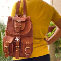 Nouveau Style Vintage Look en cuir de chèvre véritable sac à dos voyage sac à dos bureau en cuir grande capacité sac de voyage pour hommes et femmes