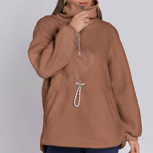 <b>Women's</b> 2025 Winter Sherpa Fleece <b>Sweatshirt</b> Streetwear Style <b>Quarter</b> <b>Zip</b> High Collar Breathable Front Logo for Cold Weather - Product Image 5