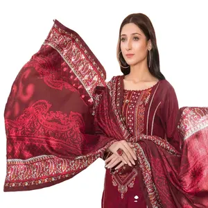 คอลเล็กชั่นฤดูหนาวแบรนด์ tawakkal ชุดผ้าลินินปากีสถาน3ชิ้นปักคอเสื้อผ้าอินเดียและปากีสถาน - Product Image 1