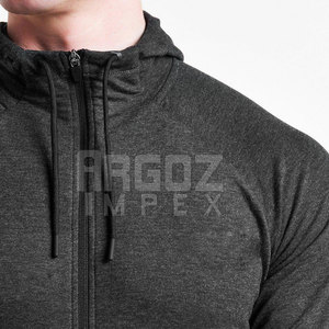 Sweat-shirts de sport pour hommes de haute qualité en polaire solide avec fermeture éclair, respirants, 100% coton, grandes tailles, saison hivernale - Product Image 3