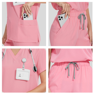Uniformes Médicos Ligeros de Manga Corta con Cuello en V, de Secado Rápido, para Personal de Enfermería, Clínicas Estéticas, Hospitales y Spas - Product Image 3