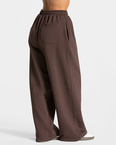 OEM personalizado etiqueta privada Espresso Oversized pierna ancha Jogger con ribete de algodón polar mujeres pantalones de chándal Pantalones de mujer - Product Image 2