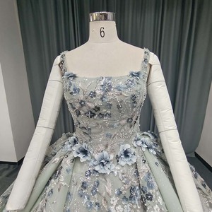 ชุดราตรีทรงบอลกาวน์สีเขียวเซจ คอปกเหลี่ยมเงางาม รุ่น Jancember ANY253 สำหรับงานปาร์ตี้ - Product Image 5