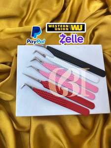 Nouveau revêtement en poudre de différentes couleurs de haute qualité et différents styles pince à épiler d'extension de cils à pointe argentée Instruments de beauté - Product Image 6