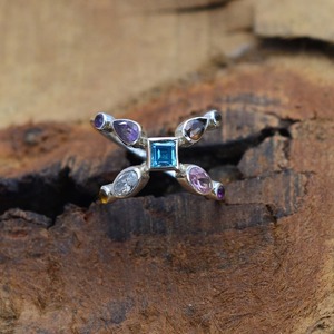 Anillo de plata estilo bohemio hecho a mano, joyería de plata de ley 925, piedra preciosa múltiple, anillo de tendencia, joyería para mujer, regalo para ella - Product Image 2