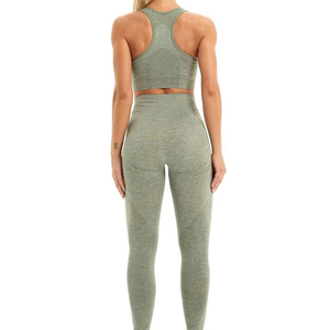 Elastic Waist Yoga <b>Leggings</b> High quality Ladies color Camo Polyester spandex 2 Pcs women sports Bra Yoga <b>Leggings</b> sets - Product Image 3