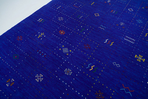Alfombra Azul Gabbeh Tejida a Mano, Alfombra de Lana, Decoración Tribal Rústica, Alfombra Grande para Piso, Estilo Hogareño Acogedor 5076 - Product Image 3