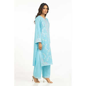 Camisa y Pantalón de Crepé Bordado Cambric IPST-44600 con Mangas Tres Cuartos para Primavera/Verano - Product Image 1