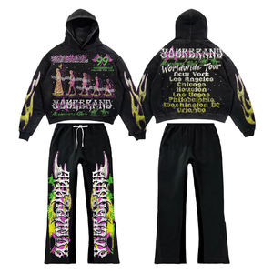 Ensemble streetwear sweat-shirt et pantalon de jogging en coton 100% 500GSM lourd délavé à l'acide - Product Image 1