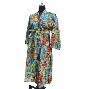 ชุดเดรสกิโมโนผ้าฝ้ายสำหรับผู้หญิง, ชุดเดรสใส่เดินชายหาดเปิดด้านหน้าสำหรับใส่ในฤดูร้อน - Product Image 4