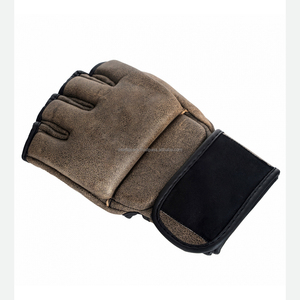 Guantes de Entrenamiento de Boxeo MMA de Cuero Hechos a Medida, Transpirables, Duraderos, para Sparring, Medios Dedos, Antideslizantes, con Correa de Muñeca Ajustable - Product Image 5