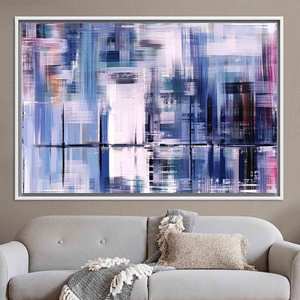 Obra de arte moderna impresa en lienzo colorido: elegante decoración abstracta para el hogar, lienzo enmarcado en blanco - Product Image 1