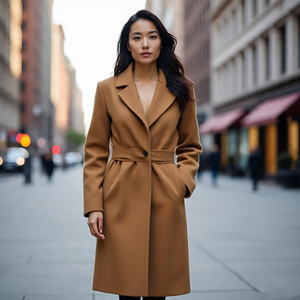 Gabardina larga de lana para mujer, Otoño Invierno, ropa para exteriores, abrigos y chaquetas de lana, Chaqueta larga con cuello vuelto para mujer - Product Image 2