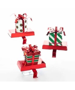 Elegante soporte de suspensión de calcetín de Navidad de Metal dorado para chimenea Organizador de exhibición colgante festivo de vacaciones de Metal - Product Image 3