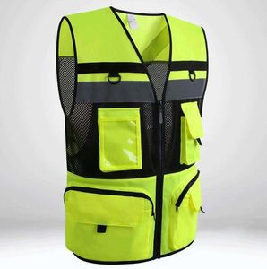 Chaleco de Seguridad ANSI Clase 2 de Alta Visibilidad Personalizado al por Mayor, con Cierre LED, Múltiples Bolsillos, Tejido de Nailon Transpirable y Suave - Product Image 4