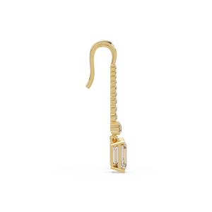 Boucles d'oreilles pendantes pour femmes en or pur 14 carats avec diamant de laboratoire taille émeraude certifié IGI – Cadeau d'anniversaire, usage quotidien - Product Image 4