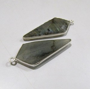 2 uds., labradorita Natural Briolette facetado 15x35mm, dijes de punta de flecha, conector colgante, bisel de bucle único, Conector de piedras preciosas - Product Image 3