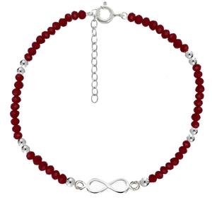 Bracciali e braccialetti Infinity in argento sterling e cristallo rosso 17 cm + espansore da 3 cm - Product Image 1