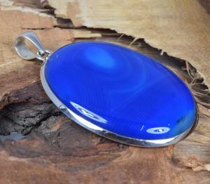 Colgante de Ágata Azul de Botsuana, Plata de Ley 925, Hecho a Mano, Joyería Clásica Bohemia con Piedras Preciosas, Regalo Elegante para Mujeres y Niñas - Product Image 4