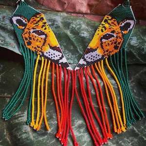 Collares de borla larga de pantera hechos a mano para mujeres y niñas, diseño de cuentas en forma de bola, estilo moderno para fiestas de boda, Mehendi - Product Image 3