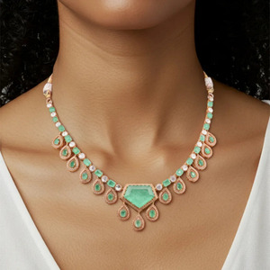 Ensemble collier et boucles d'oreilles tendance Gajaah en argent sterling 925 pour femmes Bijoux en argent pur de qualité supérieure pour femmes Occasions spéciales - Product Image 1