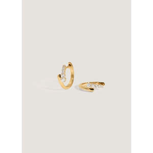 Women's 14k <b>Solid</b> <b>Gold</b> Diamond <b>Huggie</b> Wrap Around Earrings with Secure Snap Hinge Closure 0.19ct - Product Image 4