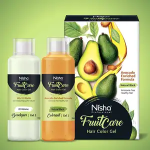 Nisha Fruit Care No-Ammonia Permanent Hair Colour Gel 1000ml, 100% Grey Coverage, Natural Black Professional Hair Color