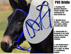 PVC Horse Bridle With Rein and <b>Stainless</b> <b>Steel</b> <b>Ring</b> Bit with Hollow Mouth - Product Image 6