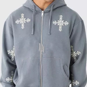 Fourniture en gros du fabricant Sweat-shirt à capuche ample en molleton pour hommes Sweat-shirt à capuche brodé pour la saison hivernale - Product Image 4