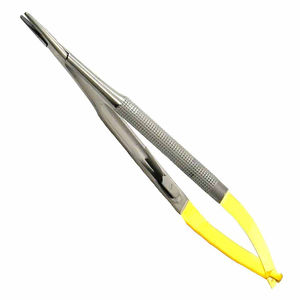 Medio oro Castroviejo Micro soporte de aguja 6 pulgadas recto con insertos de carburo de tungsteno fórceps de soporte de aguja quirúrgica - Product Image 1