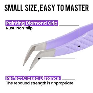 Pinzas profesionales para pestañas con volumen ruso de 90 y 45 grados, pinzas de agarre de fibra de acero inoxidable ecológicas, puntas de fibra para pestañas - Product Image 3