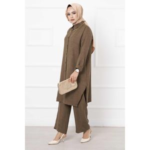 Conjunto de 2 piezas de lino Traje largo de doble visón para verano Tallas XS a 5XL Ajuste Suelto - Product Image 1