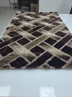 Tapis de salon rectangulaire Adiva Shaggy en jute turque, réversible, à poils moyens, avec envers en latex, fabriqué à Gaziantep