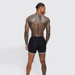 กางเกงว่ายน้ำขายตามสั่งแนวสตรีทของผู้ชายกางเกงขาสั้นผ้าโพลีเอสเตอร์อีลาสเทนแบบผูกเชือกสองกระเป๋าแนวโค้งแบบ2025 - Product Image 3