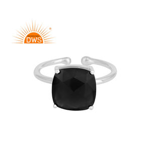Best Selling Fine Sterling Silver Natural <b>Black</b> Onyx Gemstone Adjustable <b>Ring</b> Custom Jewelry For <b>Women</b> Gift For Her - Product Image 1