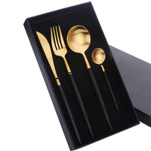 Juego de Cubiertos de Metal de buena calidad, vajilla de acero inoxidable dorado, regalo de boda, juego de cubiertos de Metal personalizado - Product Image 3