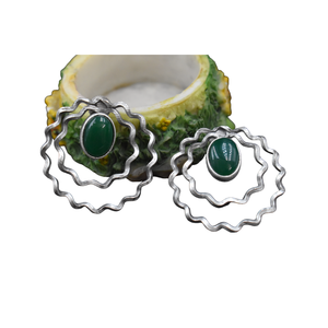 Bijoux de boucle d'oreille en pierre à ressembler en argent Meilleurs bijoux de mode de boucle d'oreille en laiton de forme ronde pour femmes et filles - Product Image 5
