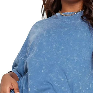 Precios al por mayor de alta calidad por encargo de las mujeres ácido lavado camiseta de alta calidad personalizado Distress mujeres ácido lavado camiseta - Product Image 4