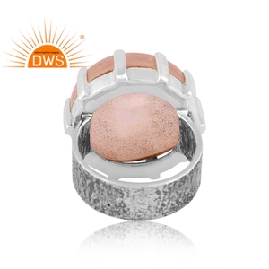 Latest Trending Oxidized Sterling Silver Natural <b>Rose</b> <b>Quartz</b> Gemstone Statement <b>Ring</b> Custom Jewelry Manufacturer - Product Image 4