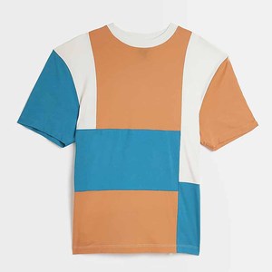 Camiseta de estilo callejero, camiseta azul y marrón Colorblocked, camisetas con estampado de logotipo personalizado para hombres y mujeres - Product Image 5