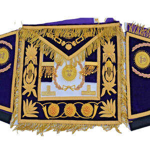 Mandil Masónico de Gran Maestro con Collar y Puños, Terciopelo Morado, Hecho a Mano, Mandil Masónico Blanco, Francmasón Blanco 2026 - Product Image 1