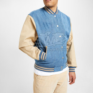 Custom Design High Quality Letterman <b>Jackets</b> Custom Made <b>Men</b> Cotton Jeans Letterman Winter <b>Jacket</b> - Product Image 3
