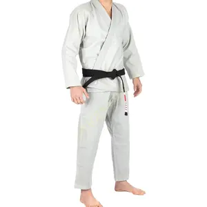 Gray BJJ Gi Uniform with Sublimated Pattern Inside Neck - Comfortable Martial Arts Apparel for Brazilian Jiu-Jitsu Enthusiasts