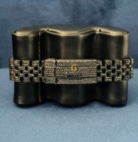 Montre analogique pour femme en verre sertie de diamants d'onyx de laboratoire taille brillant ronde, en acier inoxydable, clarté VVS