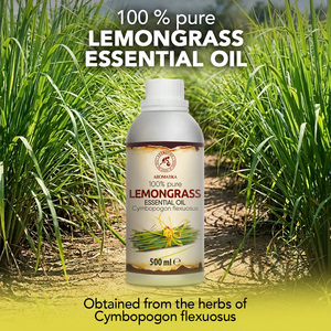 Aromatika Aceite Esencial de Citronela 100% Puro y Dulce 500ml Destilado al Vapor para Control del Acné, Cuidado del Cuero Cabelludo y el Cabello, Aroma Cítrico Fresco - Product Image 1