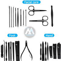 Ensemble de manucure professionnel MAQNSCO pour les soins des ongles, kit en acier inoxydable de 26 pièces avec anneaux colorés