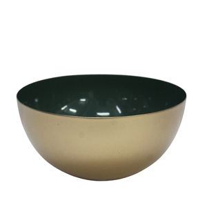 Ensemble de 2 bols ronds en fer couleur vert brillant et or bol de service de grande taille pour la cuisine et la décoration du dessus de Table - Product Image 1