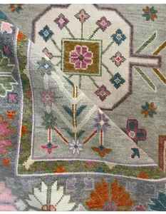 Customizable Oushak Area Rug 9x12 Hand Knotted Abstract Pattern Wool Handmade <b>Turkish</b> <b>Carpet</b> Available in Various Sizes - Product Image 3